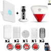 Kit Alarme IP WIFI sans fil + Caméra WIFI HD + incendie + clavier + sirène flash intérieure extérieure CHUANGO