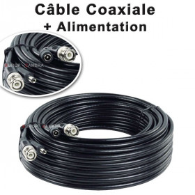 Câble 2 en 1 : BNC vidéo + alimentation 12V de 30m