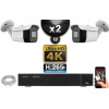 Kit Vidéo Surveillance PRO IP 2x Caméras POE Tubes IR 40M Capteur SONY UHD 4K + Enregistreur NVR 12 canaux H265+ UHD 4K 2000 Go