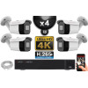 Kit Vidéo Surveillance PRO IP 4x Caméras POE Tubes IR 40M Capteur SONY UHD 4K + Enregistreur NVR 12 canaux H265+ UHD 4K 3000 Go