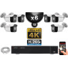Kit Vidéo Surveillance PRO IP 6x Caméras POE Tubes IR 40M Capteur SONY UHD 4K + Enregistreur NVR 12 canaux H265+ UHD 4K 3000 Go