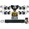 Kit Vidéo Surveillance PRO IP 8x Caméras POE Tubes IR 40M Capteur SONY UHD 4K + Enregistreur NVR 12 canaux H265+ UHD 4K 3000 Go