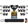 Kit Vidéo Surveillance PRO IP 16x Caméras POE Tubes IR 40M Capteur SONY UHD 4K + Enregistreur NVR 30 canaux H265+ UHD 4K 3000 Go