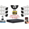 KIT PRO CVI 6 Caméras Tubes AUTOZOOM X3 IR 80m 8MP UHD 4K + Enregistreur CVI 8MP H265+ 2000 Go / Pack de vidéo surveillance