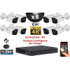 KIT PRO CVI 8 Caméras Tubes AUTOZOOM X3 IR 80m 8MP UHD 4K + Enregistreur CVI 8MP H265+ 3000 Go / Pack de vidéo surveillance