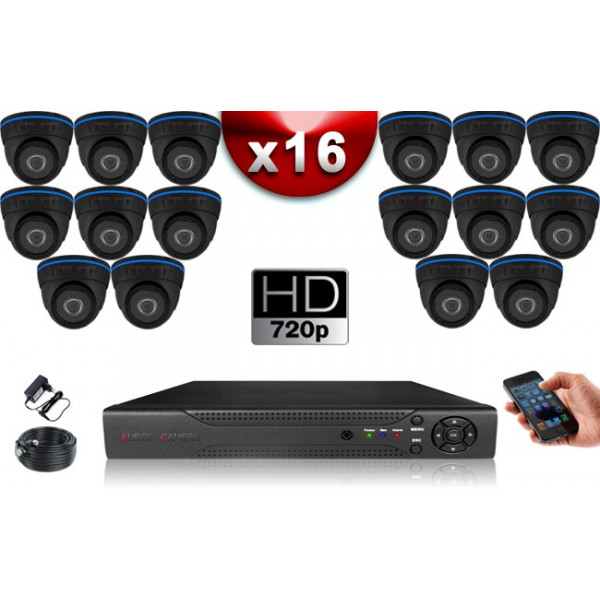 KIT ECO 16 Caméras Dômes CMOS + Enregistreur DVR 2000 Go / Pack de vidéo surveillance