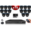 KIT ECO AHD : 16 Caméras Dômes CMOS HD 720P + Enregistreur XVR H265+ 2000 Go / Pack de vidéo surveillance