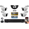 KIT PRO AHD 4 Caméras Tubes IR 30m Capteur SONY 5 MegaPixels + Enregistreur XVR 5MP H265+ 2000 Go / Pack de vidéo surveillance