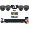KIT PRO AHD 4 Caméras Dômes IR 35m Capteur SONY 5 MegaPixels + Enregistreur XVR 5MP H265+ 2000 Go / Pack de vidéo surveillance
