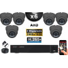 KIT PRO AHD 6 Caméras Dômes IR 35m Capteur 5 MegaPixels + Enregistreur XVR 5MP H265+ 2000 Go / Pack de vidéo surveillance