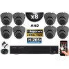 KIT PRO AHD 8 Caméras Dômes IR 20m Capteur SONY 5 MegaPixels + Enregistreur DVR XVR 5MP H265+ 3000 Go / Pack vidéo surveillance