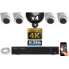 Kit Vidéo Surveillance PRO IP 4x Caméras POE Dômes IR 20M Capteur SONY UHD 4K + Enregistreur NVR 12 canaux H265+ UHD 4K 3000 Go