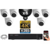 Kit Vidéo Surveillance PRO IP 6x Caméras POE Dômes IR 20M Capteur SONY UHD 4K + Enregistreur NVR 12 canaux H265+ UHD 4K 3000 Go
