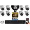 Kit Vidéo Surveillance PRO IP 8x Caméras POE Dômes IR 20M Capteur SONY UHD 4K + Enregistreur NVR 12 canaux H265+ UHD 4K 3000 Go