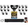 Kit Vidéo Surveillance PRO IP 16x Caméras POE Dômes IR 40M Capteur SONY UHD 4K + Enregistreur NVR 30 canaux H265+ UHD 4K 3000 Go