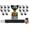 Kit Vidéo Surveillance PRO IP 16x Caméras POE Dômes IR 20M Capteur SONY UHD 4K + Enregistreur NVR 30 canaux H265+ UHD 4K 3000 Go