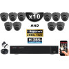 KIT PRO AHD 10 Caméras Dômes IR 20m Capteur SONY 5 MegaPixels + Enregistreur XVR 5MP H265+ 3000 Go / Pack vidéo surveillance