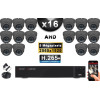 KIT PRO AHD 16 Caméras Dômes IR 35m Capteur SONY 5 MegaPixels + Enregistreur XVR 5MP H265+ 3000 Go / Pack vidéo surveillance