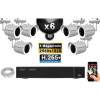 Kit Vidéo Surveillance PRO IP : 6x Caméras POE Tubes IR 30M Capteur SONY 5 MP + Enregistreur NVR 9 canaux H265+ 2000 Go