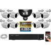 Kit Vidéo Surveillance PRO IP : 8x Caméras POE Tubes IR 30M Capteur SONY 5 MP + Enregistreur NVR 16 canaux H265+ 3000 Go