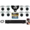 Kit Vidéo Surveillance PRO IP : 8x Caméras POE Dômes IR 20M Capteur SONY 5 MP + Enregistreur NVR 16 canaux H265+ 3000 Go