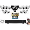 Kit Vidéo Surveillance PRO IP : 10x Caméras POE Tubes IR 30M Capteur SONY 5 MP + Enregistreur NVR 16 canaux H265+ 3000 Go