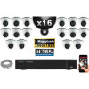 Kit Vidéo Surveillance PRO IP : 16x Caméras POE Dômes IR 20M Capteur SONY 5 MP + Enregistreur NVR 25 canaux H265+ 3000 Go
