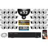 Kit Vidéo Surveillance PRO IP : 32x Caméras POE Tubes IR 30M Capteur SONY 5 MP + Enregistreur NVR 36 canaux H265+ 3000 Go