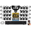Kit Vidéo Surveillance PRO IP 24x Caméras POE Tubes IR 40M Capteur SONY UHD 4K + Enregistreur NVR 30 canaux H265+ UHD 4K 3000 Go