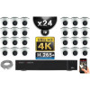 Kit Vidéo Surveillance PRO IP 24x Caméras POE Dômes IR 40M Capteur SONY UHD 4K + Enregistreur NVR 30 canaux H265+ UHD 4K 3000 Go
