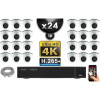 Kit Vidéo Surveillance PRO IP 24x Caméras POE Dômes IR 20M Capteur SONY UHD 4K + Enregistreur NVR 30 canaux H265+ UHD 4K 3000 Go