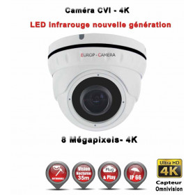 Dôme AHD / CVI / TVI Anti-vandal 8 MegaPixels UHD 4K IR 35m étanche réf: EC-XVID308MP - caméra surveillance