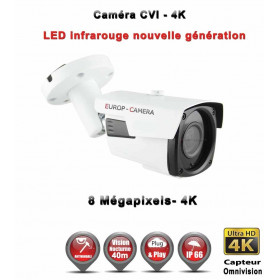 Tube AHD / CVI / TVI Anti-vandal 8 MegaPixels UHD 4K IR 40m étanche réf: EC-EC-XVIC408MP - caméra surveillance