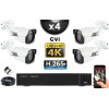 KIT PRO AHD 4 Caméras Tubes IR 40m 8 MegaPixels UHD 4K + Enregistreur AHD 8MP H265+ 2000 Go / Pack de vidéo surveillance