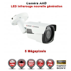 Tube AHD / CVI / TVI Capteur SONY 5 MegaPixels IR 60m étanche réf: EC-AHDC604MPS - caméra vidéo surveillance