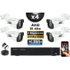 KIT PRO AHD 4 Caméras Tubes IR 40m Capteur SONY 5 MegaPixels + Enregistreur XVR 5MP H265+ 2000 Go / Pack de vidéo surveillance
