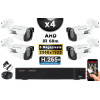 KIT PRO AHD 4 Caméras Tubes IR 60m Capteur SONY 5 MegaPixels + Enregistreur XVR 5MP H265+ 2000 Go / Pack de vidéo surveillance