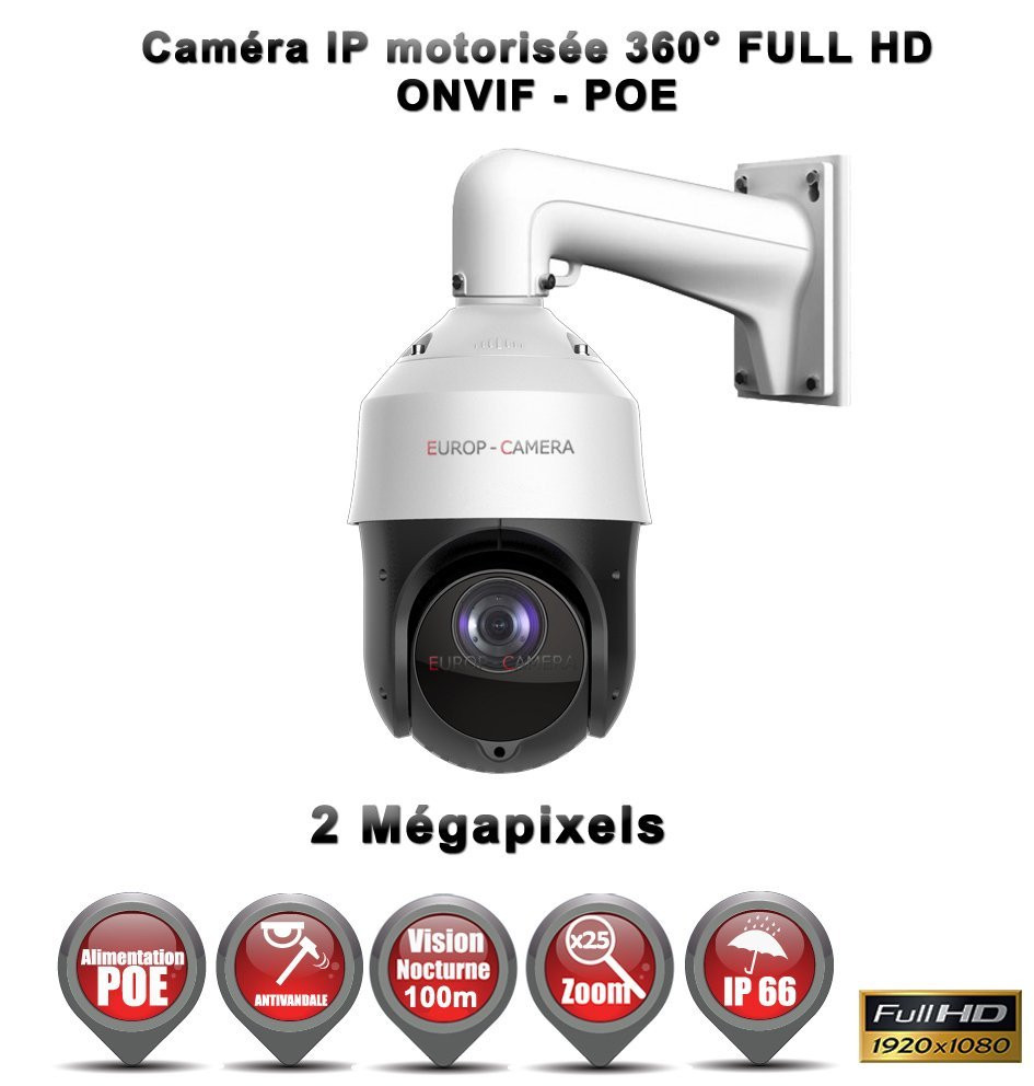 Camera de Surveillance IP iPhone/Android Motorisée WiFi HD Sans Fil Infrarouge