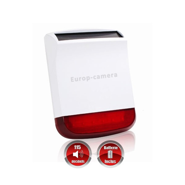 Sirène flash SOLAIRE extérieure avec batterie intégrée sans fil CHUANGO O3 / G5 / S5 / S9 / A9