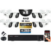 KIT PRO AHD 8 Caméras Tubes IR 60m Capteur SONY FULL HD 1080P + Enregistreur XVR 5MP H265+ 3000 Go / Pack vidéo surveillance