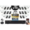 KIT PRO AHD 16 Caméras Tubes IR 60m Capteur SONY FULL HD 1080P + Enregistreur XVR 5MP H265+ 3000 Go / Pack vidéo surveillance