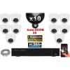 Kit Vidéo Surveillance PRO IP : 10x Caméras POE Dômes AUTOZOOM X5 IR 35M SONY 5 MP + Enregistreur NVR 16 canaux H265+ 3000 Go