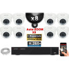 Kit Vidéo Surveillance PRO IP : 8x Caméras POE Dômes AUTOZOOM X5 IR 35M SONY 5 MP + Enregistreur NVR 16 canaux H265+ 3000 Go