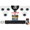 Kit Vidéo Surveillance PRO IP : 6x Caméras POE Dômes AUTOZOOM X5 IR 35M SONY 5 MP + Enregistreur NVR 9 canaux H265+ 2000 Go