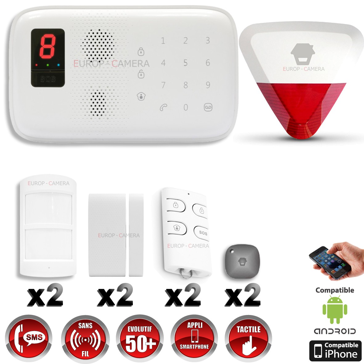 Alarme portable-GSM système d/'alarme avec détecteur de choc shocksensor M appel alarme