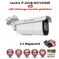 TUBE IP ZOOM Motorisée Zoom X5 ANTI-VANDAL IR 40M ONVIF POE SONY 1080P 2.4 MP / REF : EC-C2MP40AZ - CAMÉRA NUMÉRIQUE IP