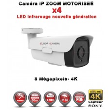 TUBE IP ZOOM Motorisée X4 ANTI-VANDAL IR 60M ONVIF POE SONY 4K UHD 8 MegaPixels / REF : EC-C4K60AZ - CAMÉRA DE SURVEILLANCE IP