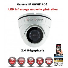 DOME IP ANTI-VANDAL IR 20M ONVIF POE SONY 1080P 2.4 MP / REF : EC-D2MP20 - CAMÉRA DE VIDÉO SURVEILLANCE NUMÉRIQUE IP