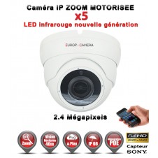 Dôme IP Zoom Motorisée X5 anti-vandal IR 35M ONVIF POE Capteur SONY 5 MegaPixels - Caméra surveillance IP