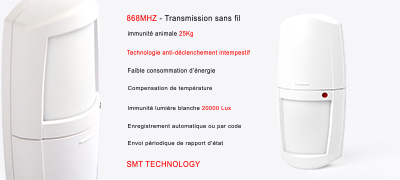 Détecteur de mouvement sans fil 868mhz immunité animaux MFprotect Détecteur de mouvement sans fil 868mhz immunité animaux MFprotect